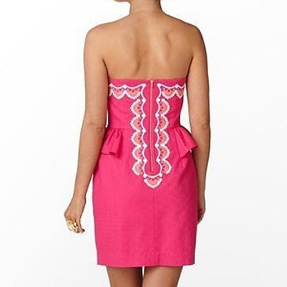 NWT Lilly Pulitzer "Maybell" Dress Pinwheel Hot Pink Embroidered, Women's Size 0 - Picture 2 of 12